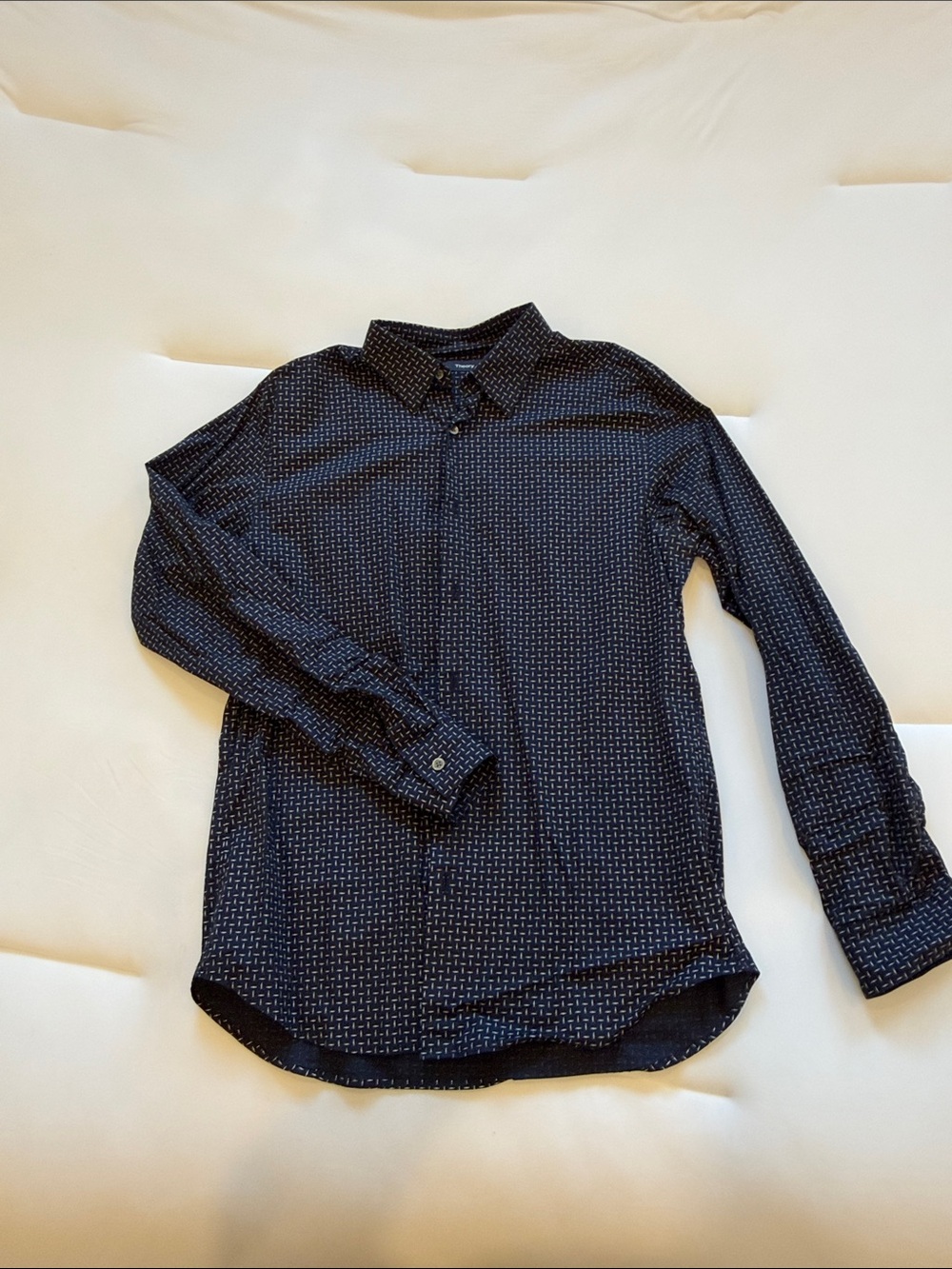 Theory Men's Navy Micro-Pattern Button-Up Shirt